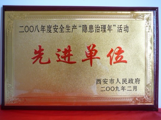 2009年2月，被西安市人民政府評為2008年度安全生產(chǎn)“隱患治理年”活動先進(jìn)單位